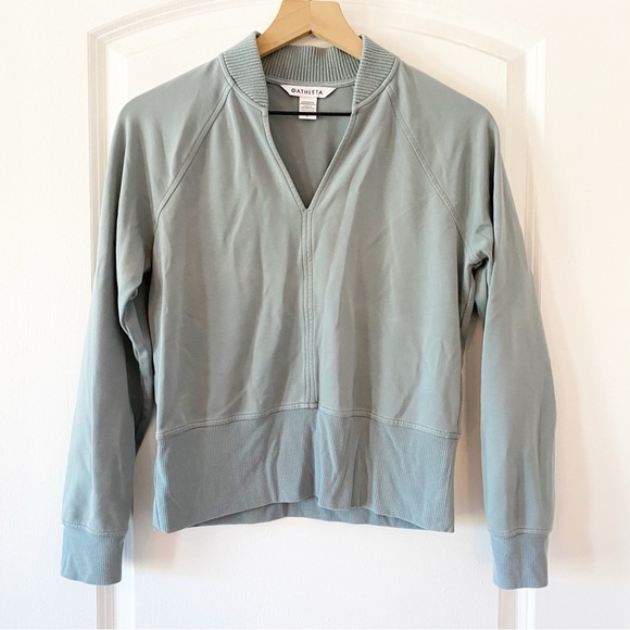 ATHLETA Eastbound V-Neck Stretch Ponte Sweatshirt Athleisure - Picture 3 of 11